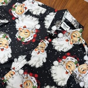 Tunevuse Shirt Mens Medium Christmas Santa Claus Stretch Button Up